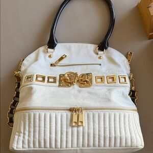 Steve Madden White and Gold Shoulder Bag